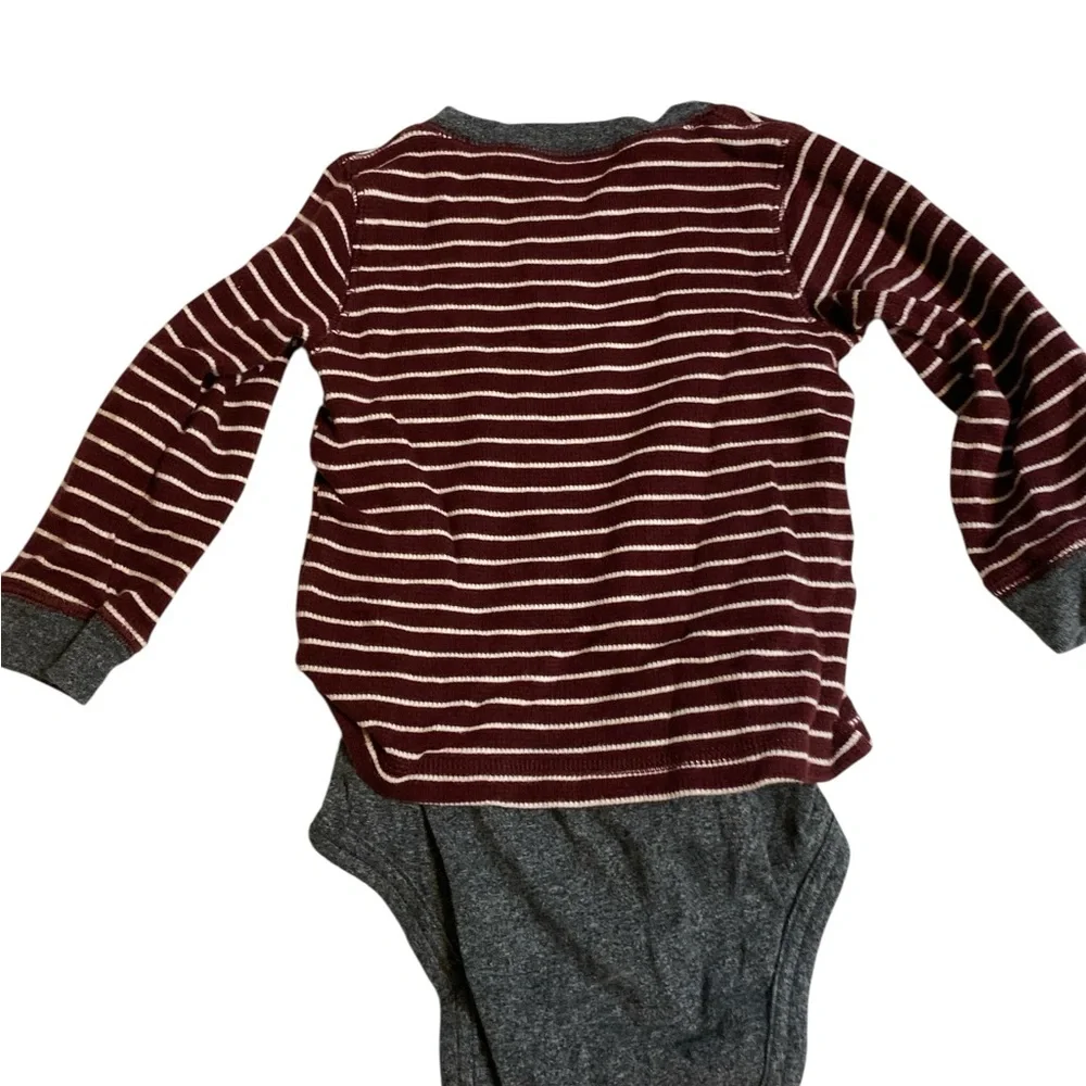 Toddler 24 months two long sleeve onsies and pair of pants red gray